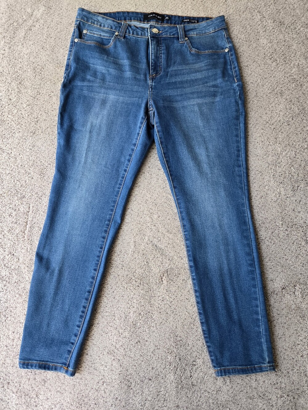 Tahari Chloe Women's Size 14W Blue Denim Jeans Skinny Fit Solution